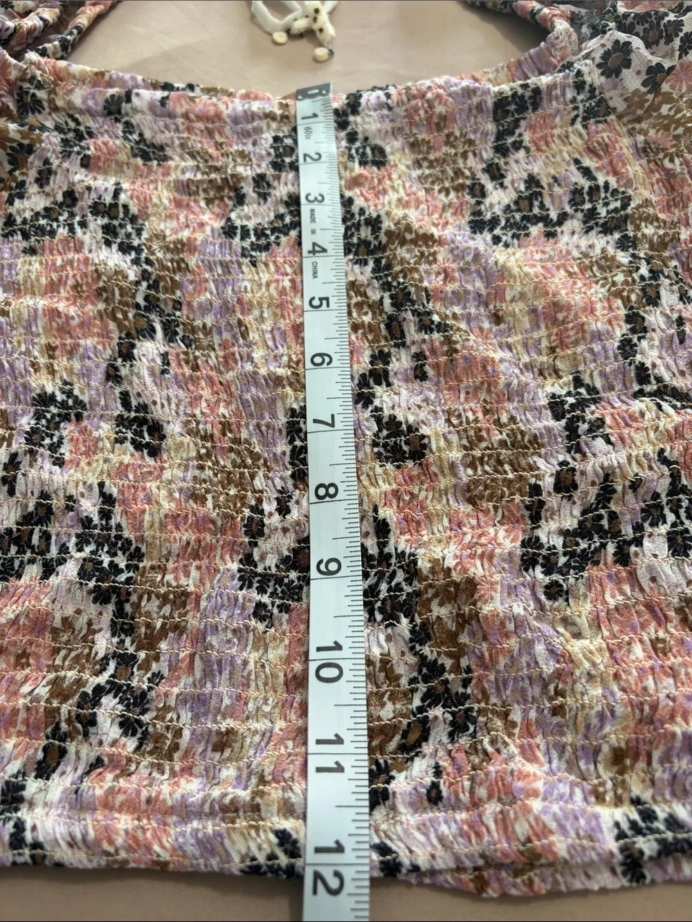NWT Free People Pink Multi Floral Smocked Peasant Blouse
